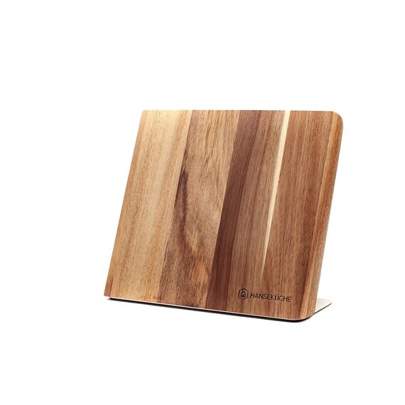 Hanseküche Magnetischer Messerblock - Messerhalter ohne Messer aus Holz Messerbrett, Akazienholz unbestückter magnetisch (Akazie Braun Metallboden, Einseitig)