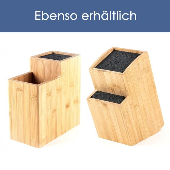 Hanseküche Messerblock - Messerhalter ohne Messer aus Holz Messerbrett (Bambus Schwarz, Quadratisch Schräg einfach)
