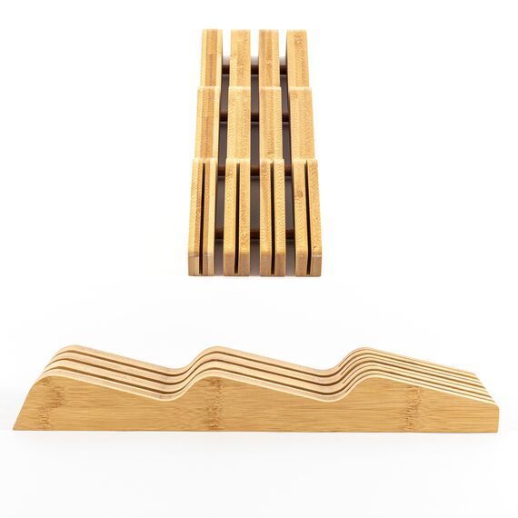 Hanseküche Messerblock - Messerhalter ohne Messer aus Holz Messerbrett (Bambus Braun, Schublade)