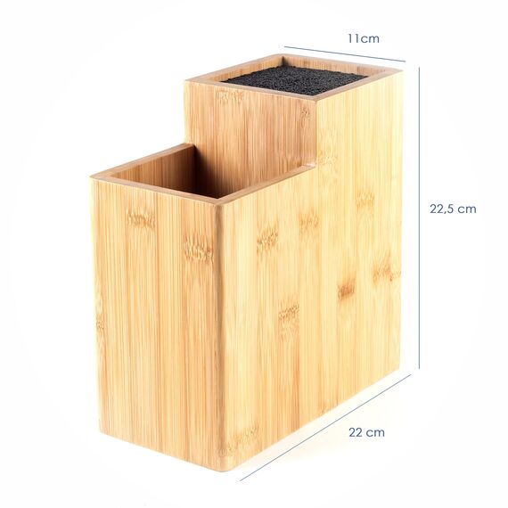 Hanseküche Messerblock - Messerhalter ohne Messer aus Holz Messerbrett (Bambus Braun, Quadratisch Gerade)