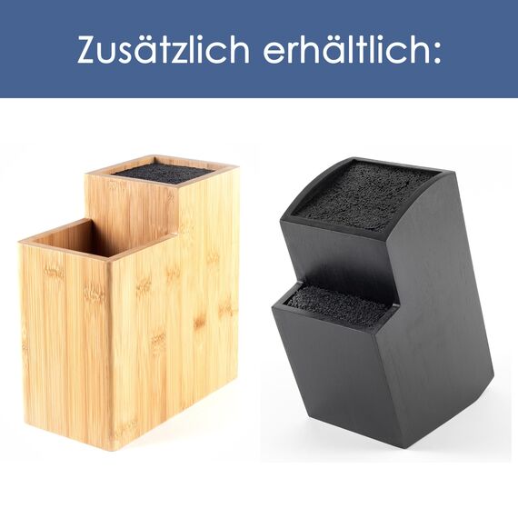 Hanseküche Messerblock - Messerhalter ohne Messer aus Holz Messerbrett (Bambus Braun, Quadratisch Schräg)