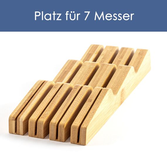 Hanseküche Messerblock - Messerhalter ohne Messer aus Holz Messerbrett (Bambus Braun, Schublade)