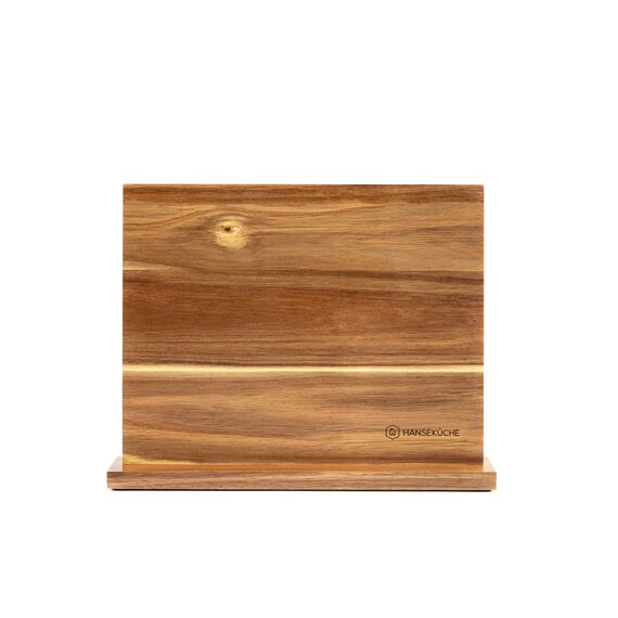Hanseküche Messerblock - Messerhalter ohne Messer aus Holz Messerbrett (Akazie Braun, Doppelseitig)