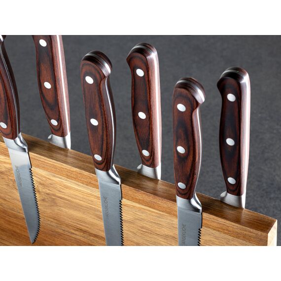 Hanseküche Messerblock - Messerhalter ohne Messer aus Holz Messerbrett (Akazie Braun, Doppelseitig)