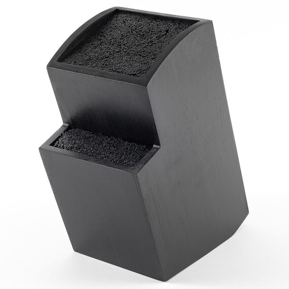 Hanseküche Messerblock - Messerhalter ohne Messer aus Holz Messerbrett (Bambus Schwarz, Quadratisch Schräg)