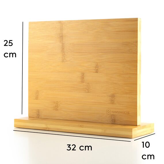 Hanseküche Messerblock - Messerhalter ohne Messer aus Holz Messerbrett (Bambus Braun, Doppelseitig)