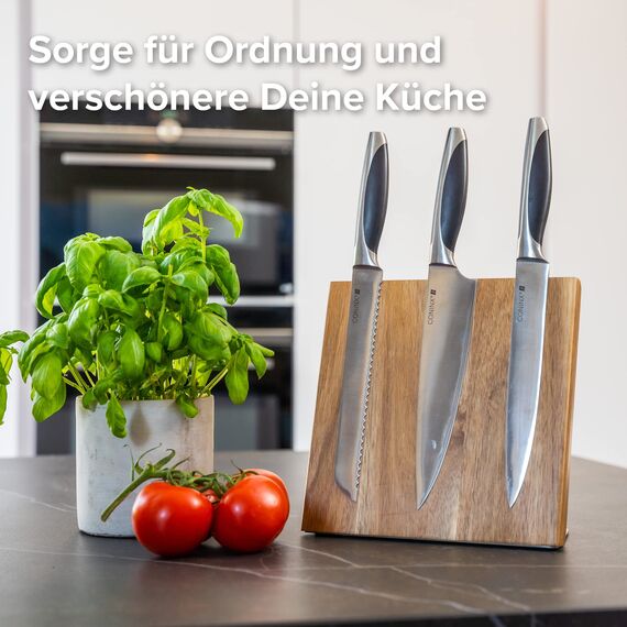 Coninx Magnetischer Messerblock Unbestückt, 23x22cm Messerhalter Magnetisch, Messerständer zur Sicheren, Sauberen und Ordentlichen Aufbewahrung von Messern Robuster Messerblocks Ohne Messer