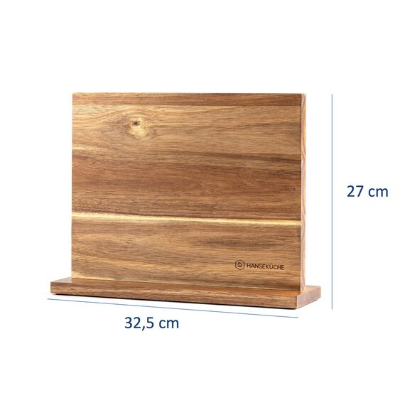 Hanseküche Messerblock - Messerhalter ohne Messer aus Holz Messerbrett (Akazie Braun, Doppelseitig)