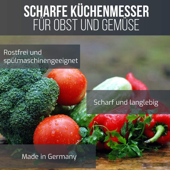 Schwertkrone® Schälmesser 2er Set [MADE IN SOLINGEN - GERMANY] - Gemüsemesser Obstmesser - Küchenmesser klein scharf - Schneidemesser Kartoffelschälmesser - Allzweckmesser (2x rot - 6cm Klinge)