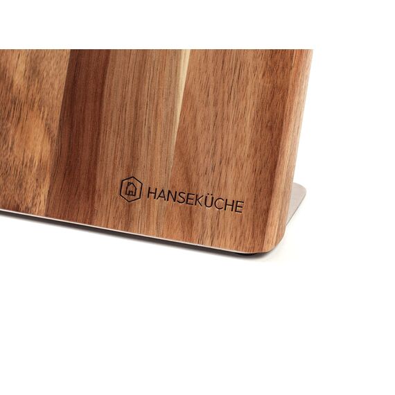 Hanseküche Magnetischer Messerblock - Messerhalter ohne Messer aus Holz Messerbrett, Akazienholz unbestückter magnetisch (Akazie Braun Metallboden, Einseitig)