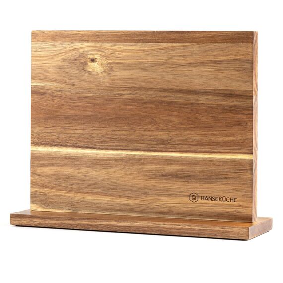 Hanseküche Messerblock - Messerhalter ohne Messer aus Holz Messerbrett (Akazie Braun, Doppelseitig)