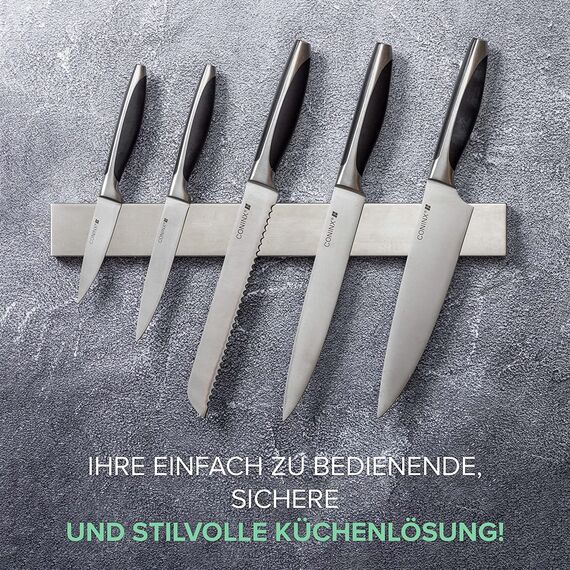 Coninx Magnetleiste Messer 40 cm – Magnetischer Messerhalter aus Edelstahl mit 1400 Gauss – Starke Haftkraft, ohne Bohren montierbar, rostfrei & hygienisch – Messerleiste für Küche