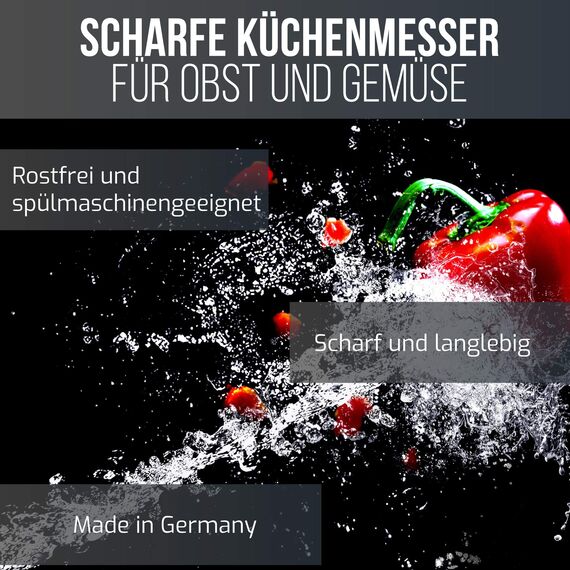 Schwertkrone® Schälmesser gebogen 2er Set [MADE IN SOLINGEN - GERMANY] - Gemüsemesser Obstmesser - Küchenmesser klein scharf - Schneidemesser Kartoffelschälmesser - Allzweckmesser (2x6cm gebogen)