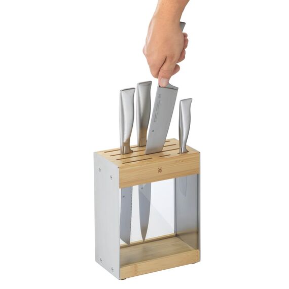 WMF Messerblock Transparent unbestückt leer ohne Messer Flextec, Bambus, hell, kompaktes Design, platzsparend