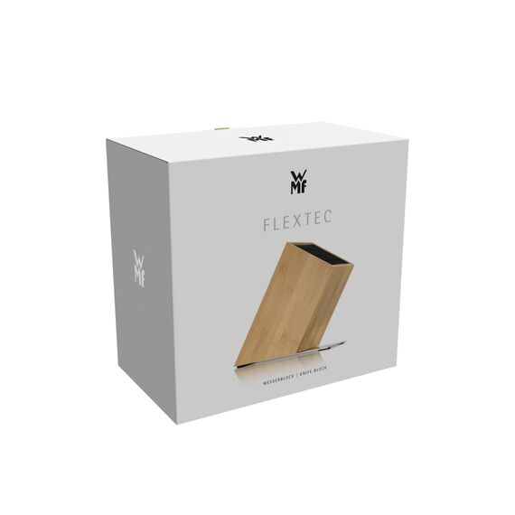 WMF Messerblock unbestückt leer ohne Messer Flextec Einsatz, Bambus hell, Bambusholz, Hochleistungskunststoff, passend für bis zu 15 Küchenmesser, Cromargan Edelstahl rostfrei