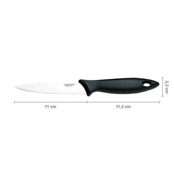 Fiskars Gemüsemesser-Set, 3-teilig, Schälmesser, Gemüsemesser, Tomatenmesser, Essential, Edelstahl / PP-Kunststoff, Schwarz, 1065584