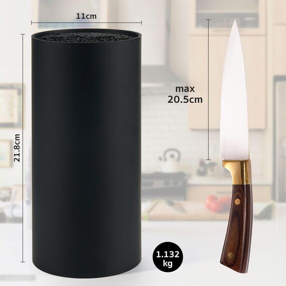 Cheerhom Messerblock Ohne Messer Schwarz, Universal Messerblocks mit Flexiblen Lamellen, Messerblock Leer mit Borsten, Unbestückte Messerblöcke für 5-8 Messer Aller Art, 22 x 11 x 11 cm