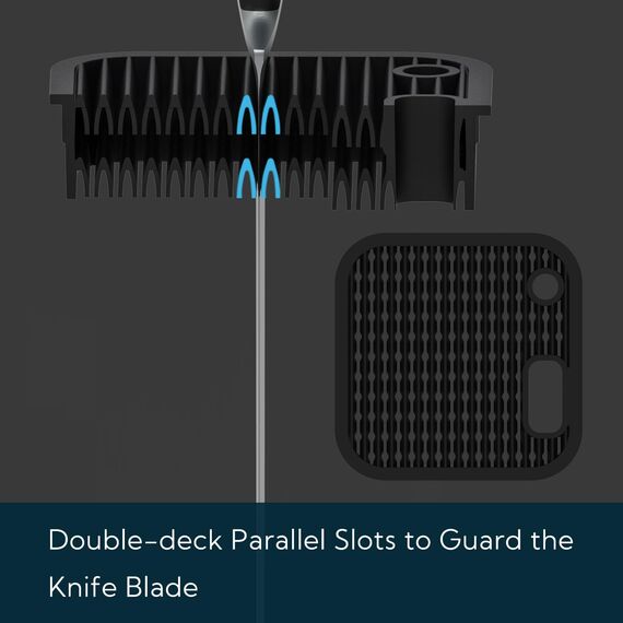 KITCHENDAO Edelstahl-Messerblock mit Schlitzen für Schere und Schärfstab - abnehmbar für einfache Reinigung und einzigartiges Schlitzdesign zum Schutz der Klinge