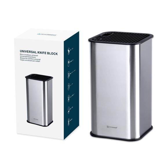 KITCHENDAO Edelstahl-Messerblock mit Schlitzen für Schere und Schärfstab - abnehmbar für einfache Reinigung und einzigartiges Schlitzdesign zum Schutz der Klinge