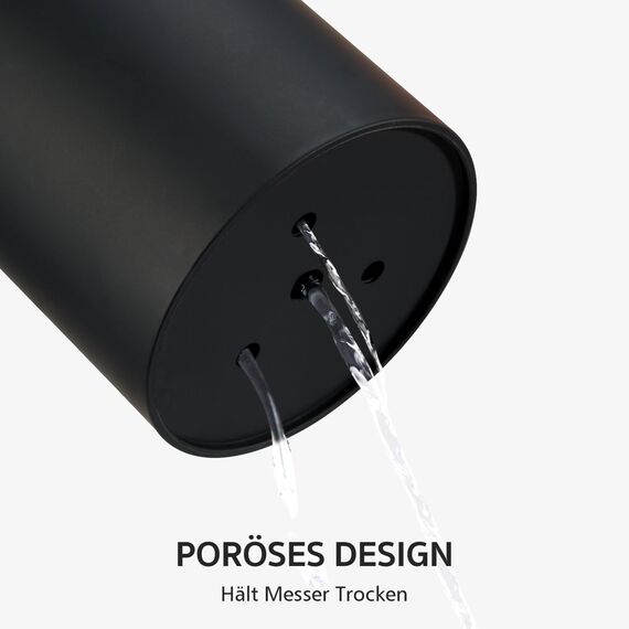 Cheerhom Messerblock Ohne Messer Schwarz, Universal Messerblocks mit Flexiblen Lamellen, Messerblock Leer mit Borsten, Unbestückte Messerblöcke für 5-8 Messer Aller Art, 22 x 11 x 11 cm