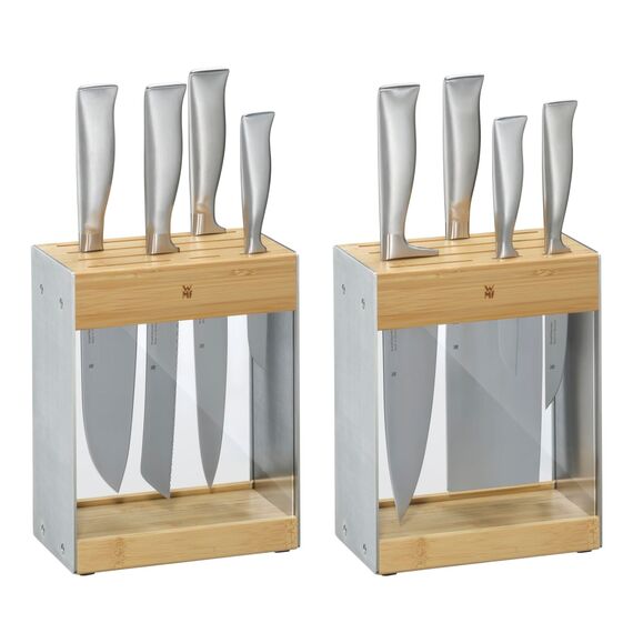 WMF Messerblock Transparent unbestückt leer ohne Messer Flextec, Bambus, hell, kompaktes Design, platzsparend