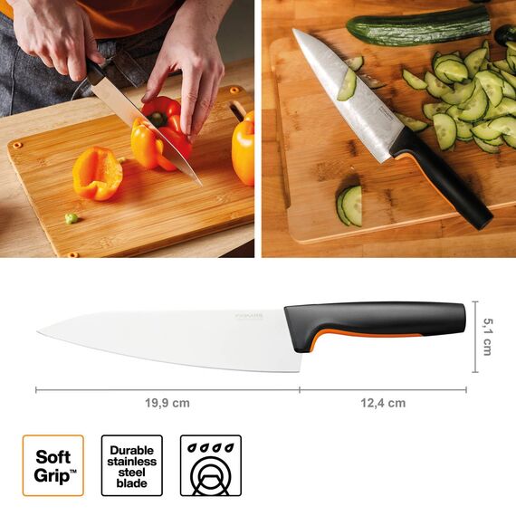 Fiskars Küchenmesser-Set, 5-teilig, Functional Form, Inklusive Kochmesser (groß), Gemüsemesser, Tomatenmesser, Santoku Kochmesser und Brotmesser, Japanischer Edelstahl/Kunststoff, 1057558