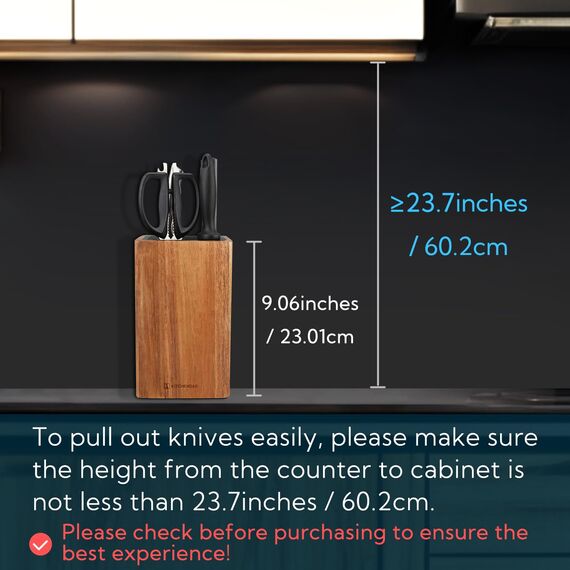 KITCHENDAO Akazienholz Universal-Messerblock-Halter mit Schlitzen für Schere und Wetzstab – messerblock ohne messer holz zur sicheren Aufbewahrung von platzsparenden Messern