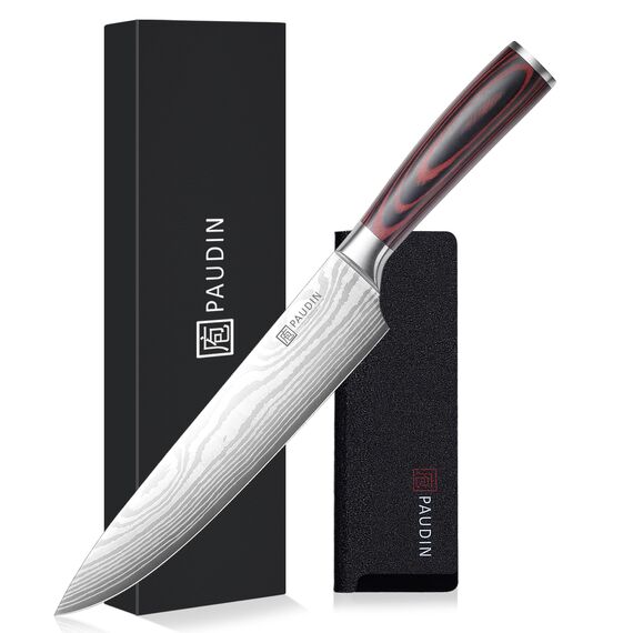 PAUDIN Profi Kochmesser 23cm, Rasiermesserscharfe Küchenmesser aus deutschem Edelstahl, Ergonomischer Griff, langlebig & rostfrei, Perfekt für Hobby & Profiköche, Geschenkidee für Kochliebhaber