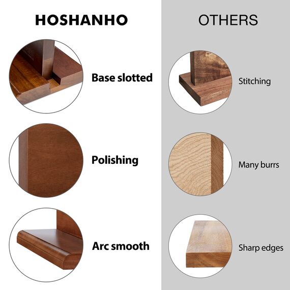 HOSHANHO Messerblock Magnetisch mit Schärfer, Doppelseitiger Starker Magnetischer Messerhalter, Natürlichem Akazienholz-Magnet Messerhalter für Küche