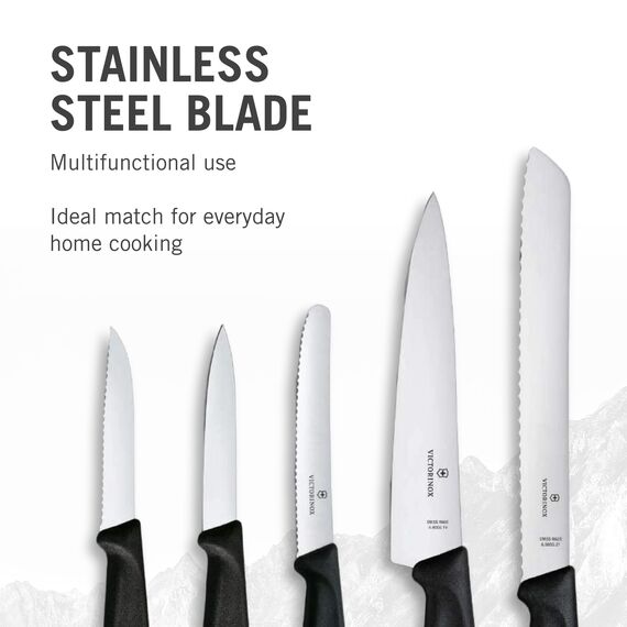 Victorinox Swiss Classic Küchenmesser Set, Küchengarnitur, 5-teilig, Extra Scharf, Swissmade, schwarz