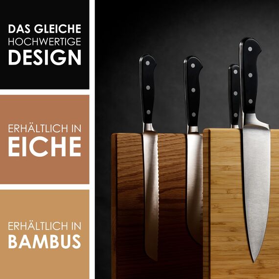 LARHN Messerblock Magnetisch Holz aus Bambus für bis zu 23 cm Messer - Extrastarker Doppelseitiger Messerhalter Magnetisch - Magnetischer Messerblock Ohne Messer