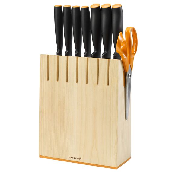 Fiskars Design-Messerblock mit 7 Messern, Breite: 20,8 cm, Höhe: 37 cm, Birkenholz, Functional Form, 1018781