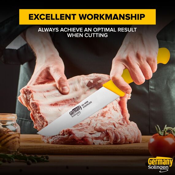 Germany Solingen Profi Messerset - 3-teilig Schlachtmesser mit rutschfestem Griff für Profi Fleischer und Hobby Koch - Metzgermesser mit exzellenter Schärfe - Fleischmesserset (3tlg.)