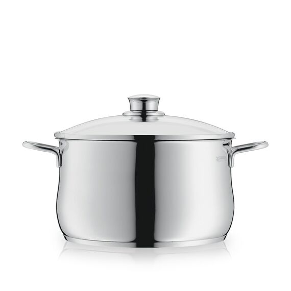 WMF Diadem Plus Kochtopf 24 cm mit Glasdeckel, Kochtopf Induktion 6,5l, Cromargan Edelstahl Topf poliert, unbeschichtet, spülmaschinengeeignet, für alle Herdarten geeignet
