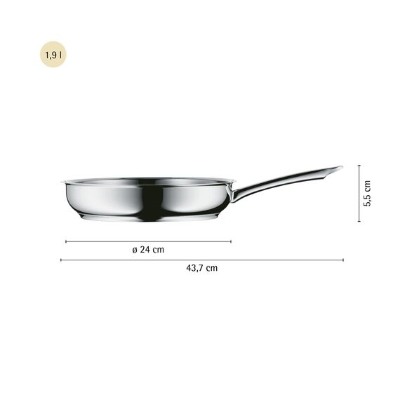WMF Profi Bratpfanne 24 cm Induktion, Edelstahl Pfanne unbeschichtet, Cromargan Edelstahl, backofenfest