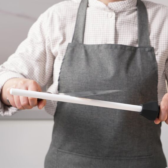 Sharpeak Gesamt 45 cm/Stangen 30 cm Keramik-Wetzstahl mit eingebauter Winkelführung und Anti-Bruch-Kappe, Keramik wetzstab Wetzstähle für messer, Schleifstab, Keramik Messerschärfer stab, Messerstahl