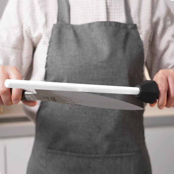SHARPAL 118H Professioneller Keramik-Schärfstab Küchenmesser-Schärfstab mit bruchsicherer Kappe Eingebaute Winkelführung