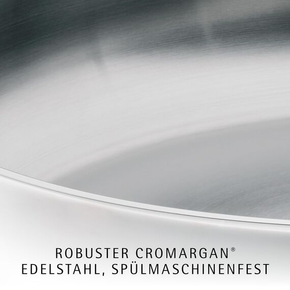 WMF Profi Edelstahlpfanne 20 cm, Bratpfanne Induktion, unbeschichtet, spülmaschinengeeignet, backofenfest bis 250 Grad, für alle Herdarten geeignet, für hohe Temperaturen, tropffrei, ergonomisch