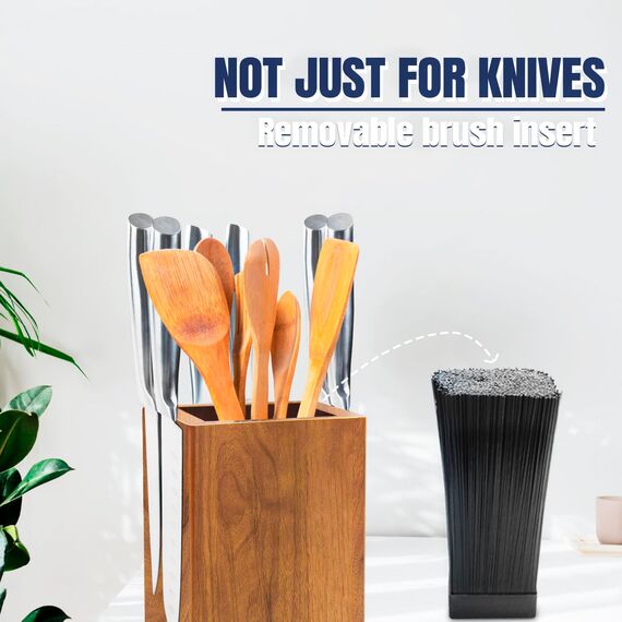 Dmore 360° drehbarer Messerblock magnetisch ohne Messer -magnet Messerhalter aus edlem Akazienholz, Extra große Kapazität Messerbrett magnetisch für Messer und Utensilien für Küchentisch