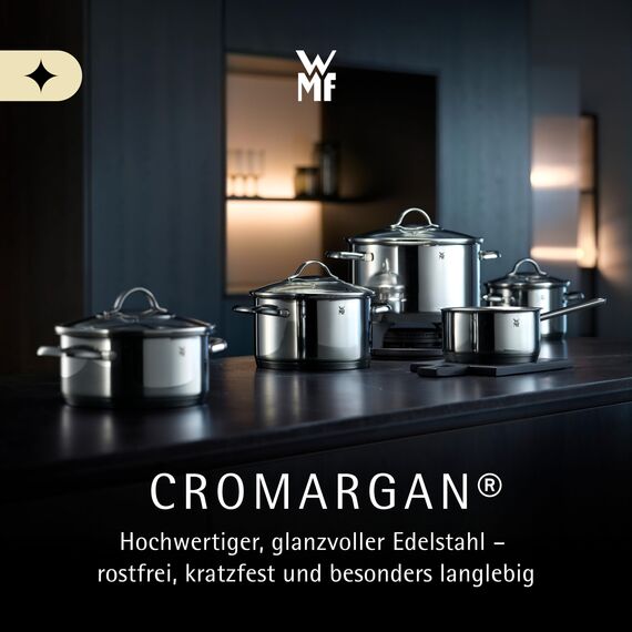 WMF Provence Plus Topfset Induktion 5-teilig, Kochtopf Set mit Glasdeckel, Cromargan Edelstahl poliert, Töpfe Set unbeschichtet