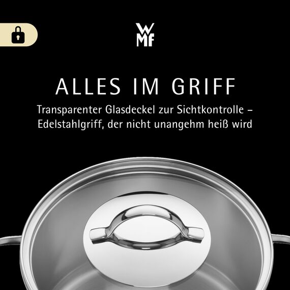 WMF Provence Plus Topfset Induktion 5-teilig, Kochtopf Set mit Glasdeckel, Cromargan Edelstahl poliert, Töpfe Set unbeschichtet