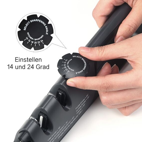 PAUDIN Messerschärfer, 3 stufiges manuelles professionelles Messerschärkungswerkzeug mit Griff, gezüchtete Messer und Schere, bequem zur Wiederherstellung und für stumpfe Klingen polieren
