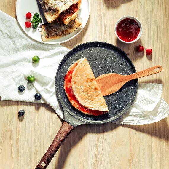 SENSARTE Crepe Pfanne 26cm Antihaftpfanne Omlettpfanne Pfannkuchen Flache Pfanne mit Schweizer Granit Antihaftversiegelung, Bakelitegriff, Induktions Kompatibel