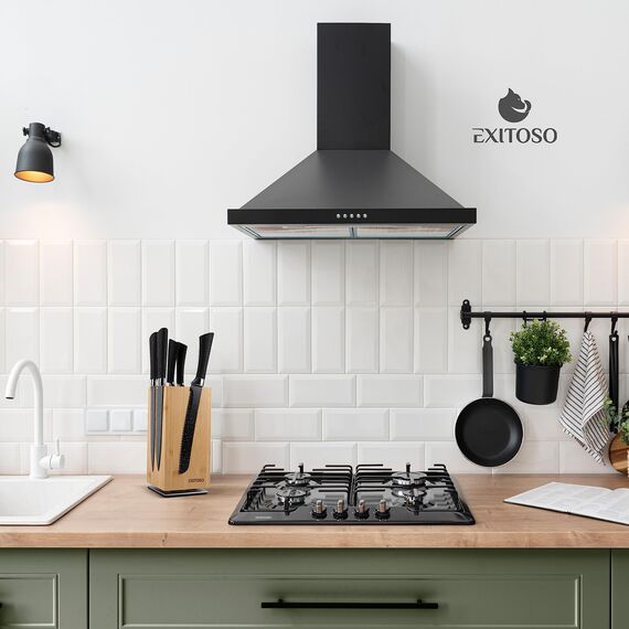 Exitoso Messerblock aus Bambus (ohne Messer) | Messerhalter 360° drehbar, außen magnetisch & mit Borsteneinsatz | Messerblock für Küchenmesser & Kochmesser | Sichere Messeraufbewahrung