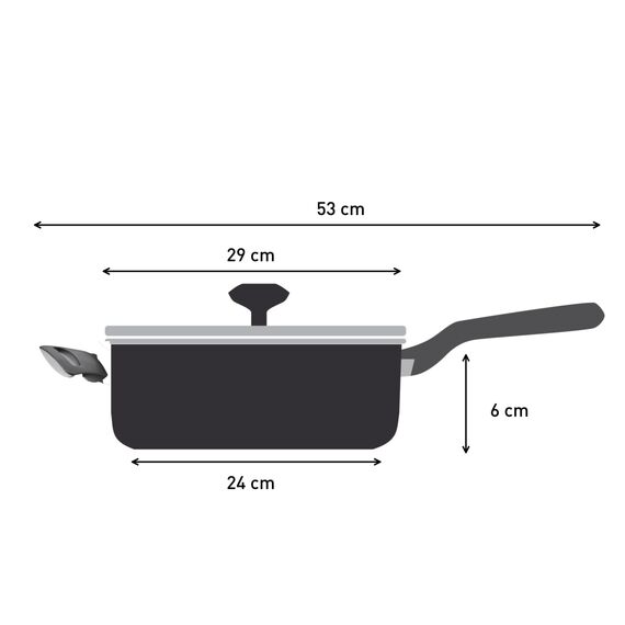 Tefal Hard Titanium On Schmorpfanne 28 cm mit Deckel, Bratpfanne Induktion, Aluminium, Antihaftversiegelung, Thermo-Signal bei idealer Brattemperatur, für alle Herdarten geeignet, Schwarz, G28837
