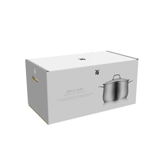 WMF Diadem Plus Topfset Induktion 10-teilig, Kochtopf Set mit Glasdeckel, Cromargan Edelstahl poliert, Induktions Töpfe Set unbeschichtet