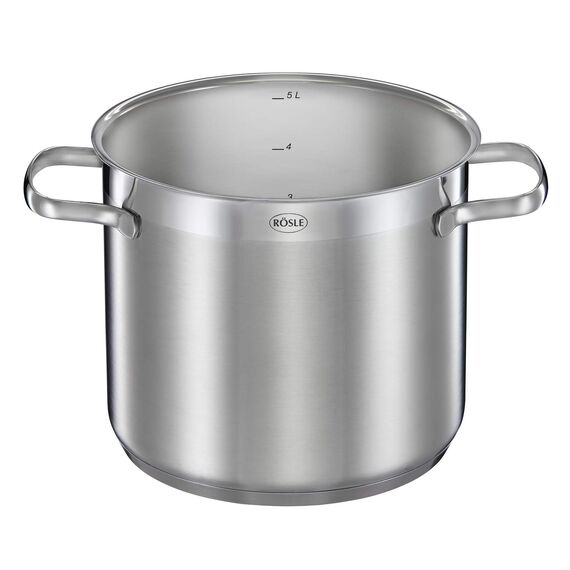 RÖSLE ELEGANCE Pastatopf, Hochwertiger Edelstahltopf zur Zubereitung von Nudeln oder Gemüse, 5 Liter, Edelstahl 18/10, Pastaeinsatz, Innenskalierung, Induktionsgeeignet, Spülmaschinengeeignet, 29 x 21,5 x 30,5 cm