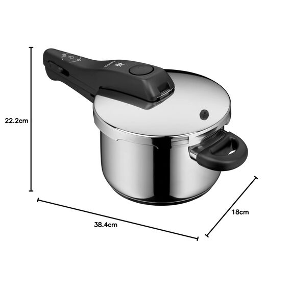 WMF Perfect One Pot Schnellkochtopf Induktion 2,5l, Dampfkochtopf, 2 Kochstufen, Einhand-Kochstufenregler, für alle Herdarten geeignet, Cromargan Edelstahl poliert