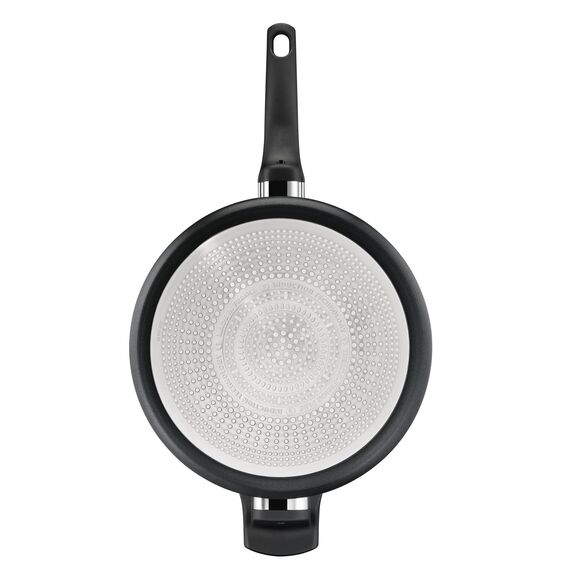 Tefal Hard Titanium On Schmorpfanne 28 cm mit Deckel, Bratpfanne Induktion, Aluminium, Antihaftversiegelung, Thermo-Signal bei idealer Brattemperatur, für alle Herdarten geeignet, Schwarz, G28837