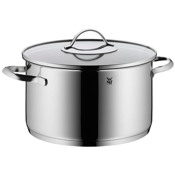 WMF Aparto Topfset Induktion 5-teilig mit Glasdeckel, Cromargan Edelstahl poliert, Induktions Töpfe Set unbeschichtet, für alle Herdarten geeignet, ohne Skalierung, spülmaschinengeeignet